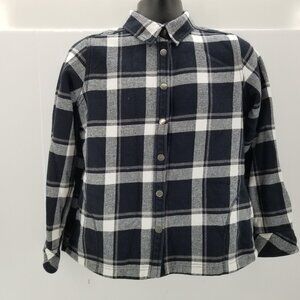 ORVIS Women’s Black Plaid Flannel Snap Front Fleece Lined  Shirt/Jacket Size M